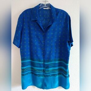 Women's Short Sleeve Shirt Blue St. Michael Marks & Spencer Size Medium (UK 12)
